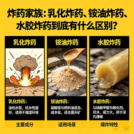 南岸炸药家族：乳化炸药、铵油炸药、水胶炸药到底有什么区别？